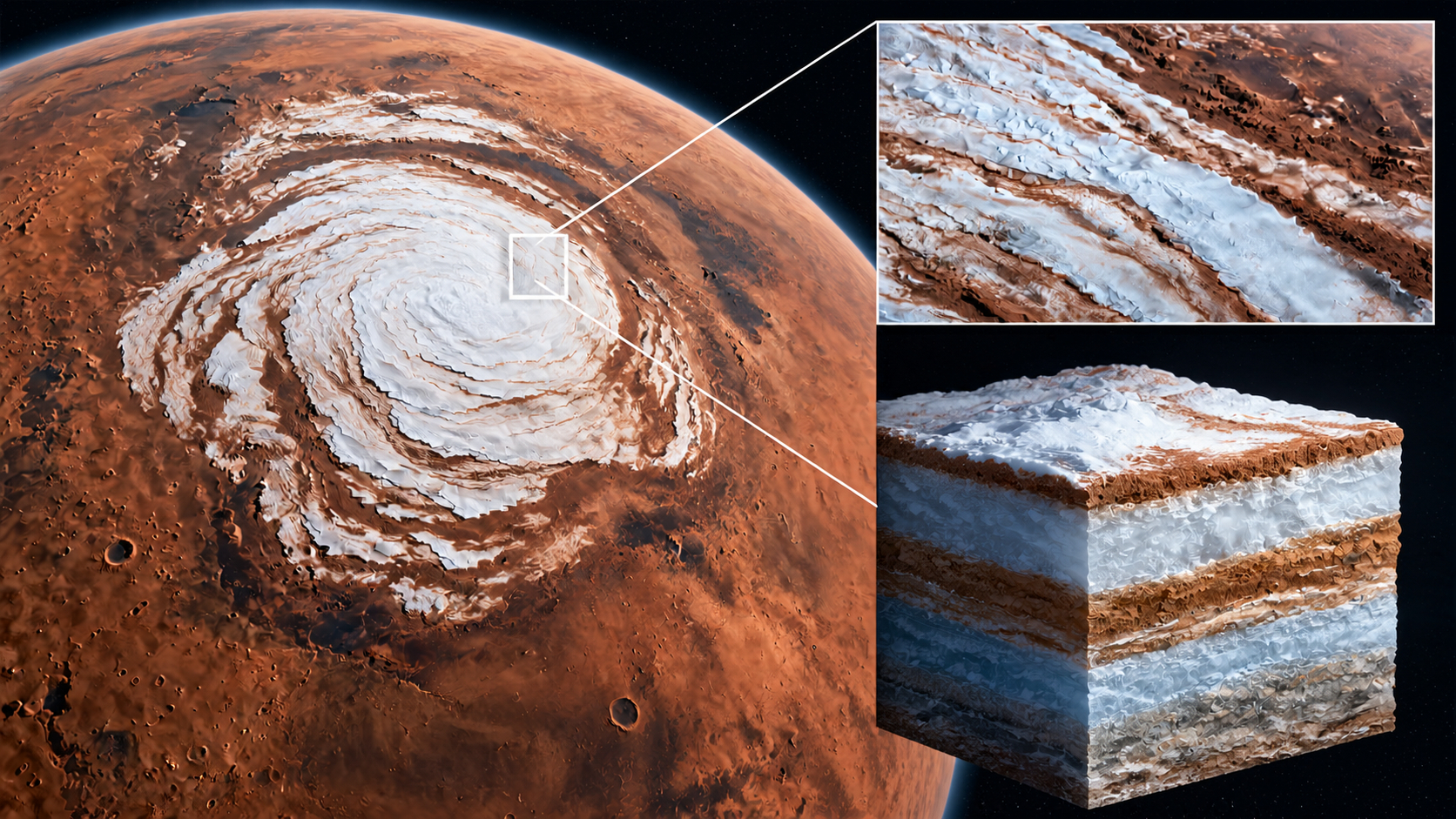 Mars'ın Kuzey Kutbundaki Su Buzu Beklenenden Çok Daha Az Toz İçeriyor